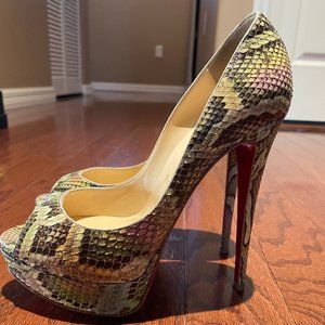 CHRISTIAN LOUBOUTIN LADY PEEP 150 PYTHON